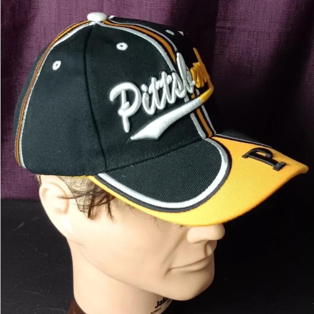 Pittsburgh Colors‎ Adjustable Ball Cap Mens Black & Yellow Spell Out Embroidered